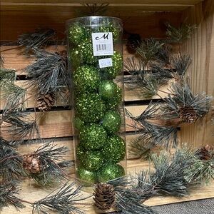 Sparkling Green Holiday Ornaments Set
